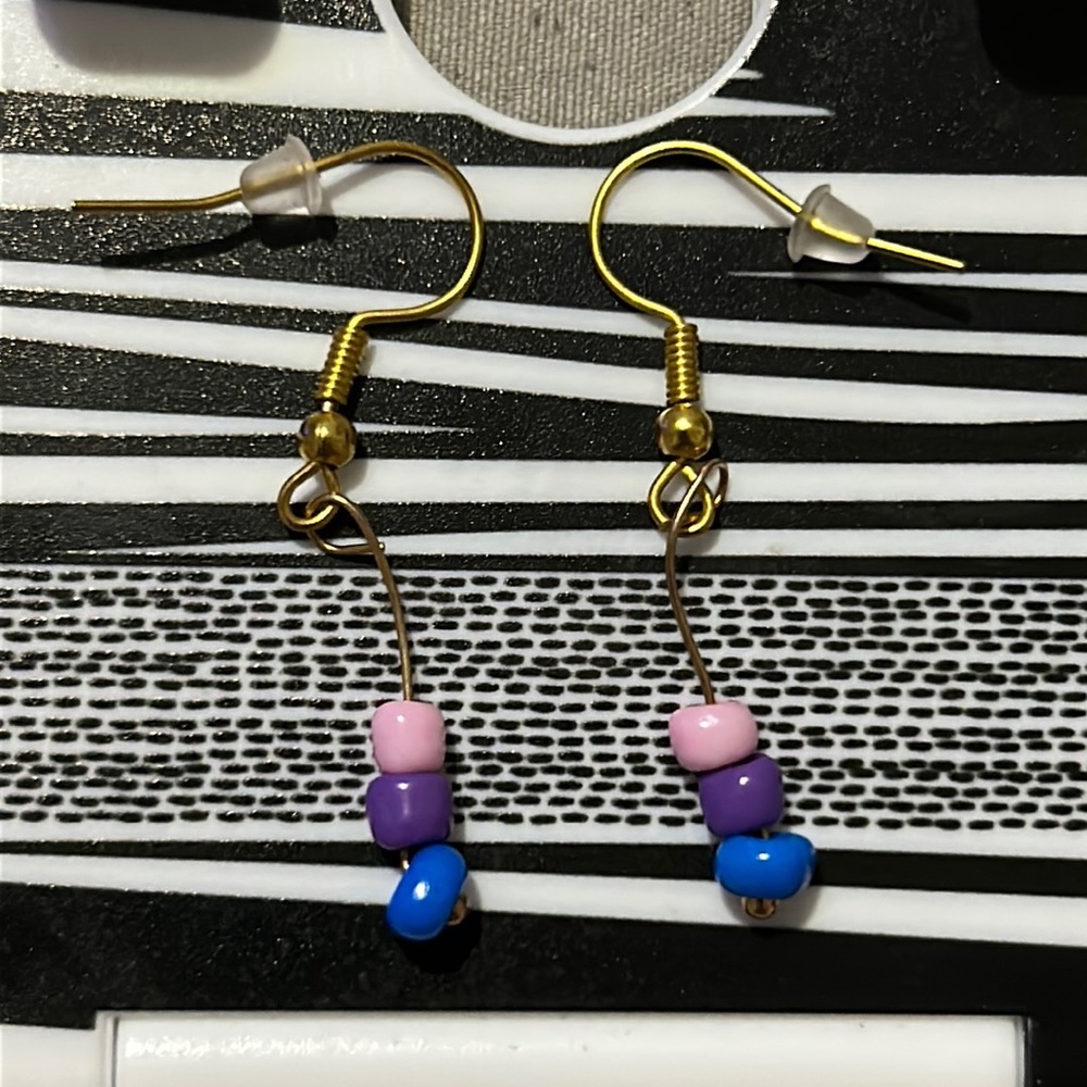 Homemade Bisexual Pride Earrings